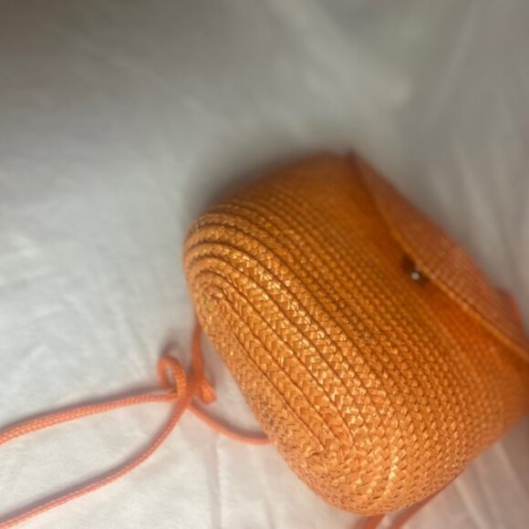 Orange Straw Crossbody Bag/Purse with Rope Strap - Picture 5 of 5